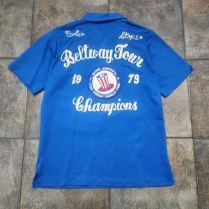 Vintage 70s Hilton Men's Medium 15-15.5 Chain Stitch Beltway Tour Bowling Shirt